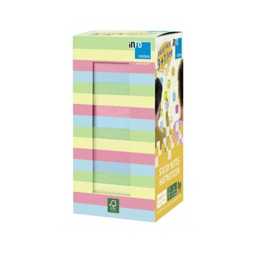  Samolepljivi color mix pack 75x75, KOCKA 400 listova, 3+1 gratis Info Notes Slike