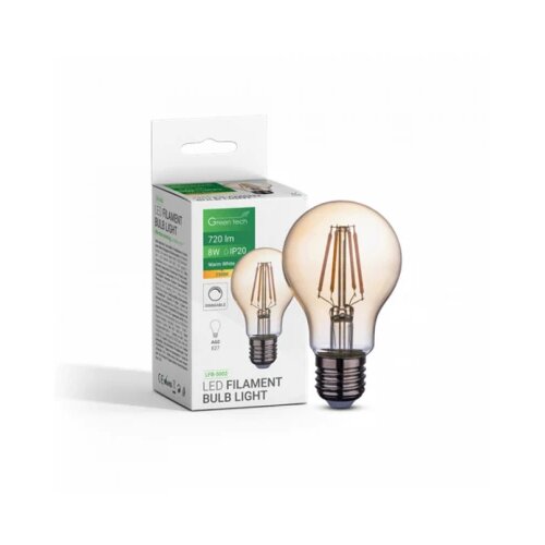  LED SIJALICA FILAMENT AMBER DIMABILNA E27 8W 2300K AC220V A60 GREEN TECH Cene
