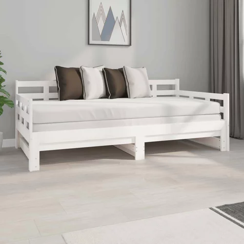  Izvlečna dnevna postelja bela trdna borovina 2x(90x190) cm, (20723685)