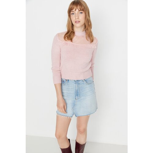 Trendyol Powder Tulle Detailed Knitwear Sweater Slike
