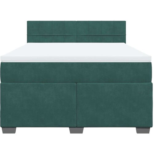 vidaXL Box spring postelja z vzmetnico temno zelena 160x200 cm žamet Cene