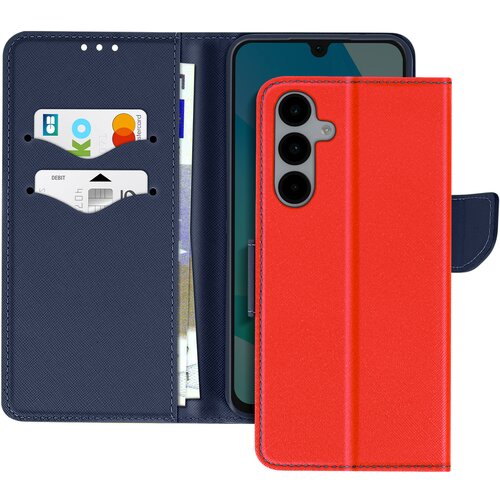 AVIZAR Ohišje za Samsung Galaxy A16 Wallet Leather Saffiano Fancy, Modro / Rdeče, (5000013504) Cene