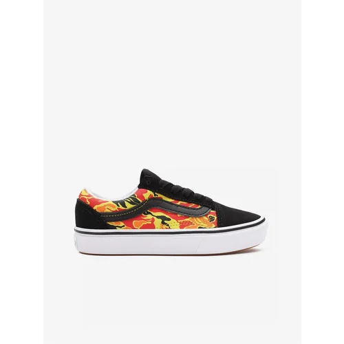 Vans Orange-Black Kids Patterned Suede Sneakers Flame Camo - Guys