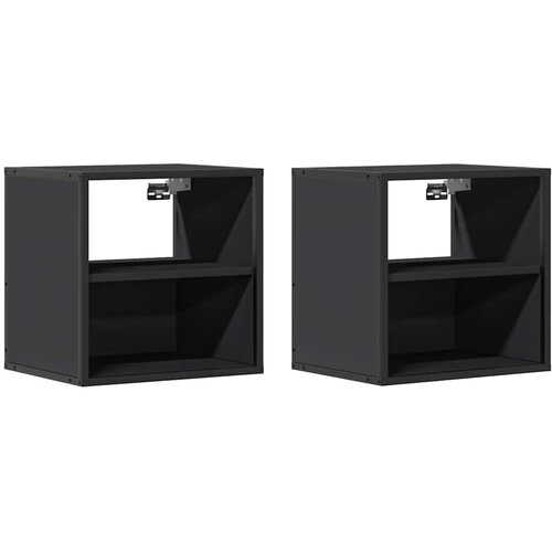  Zidni noćni ormarići 2 kom crni 40x31x39,5 cm Crna Slike