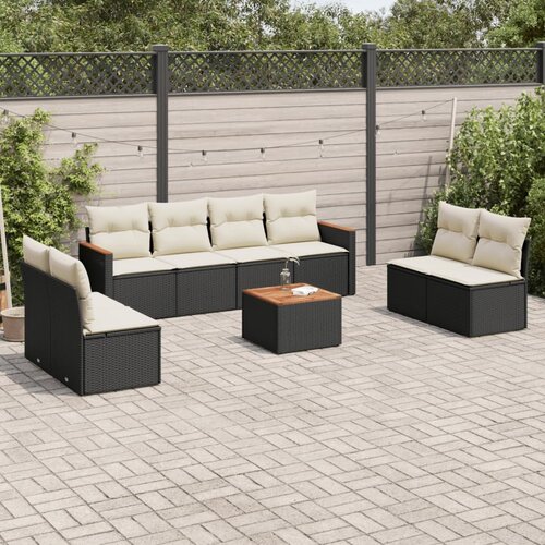  9-dijelni set vrtnih sofa s jastucima crni od poliratana Cijene