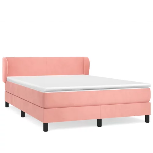vidaXL Box spring postelja z vzmetnico roza 140x200 cm žamet, (20895464)
