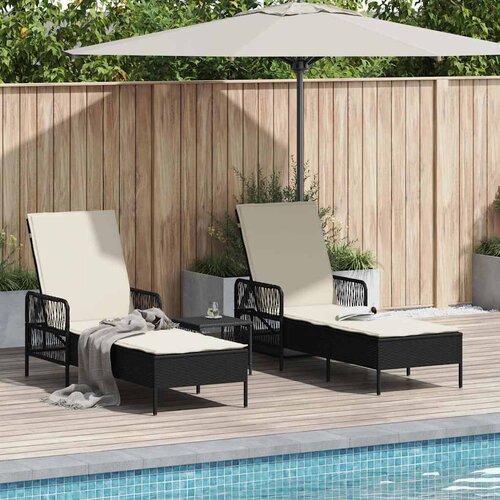  Ležaljka 3 pcs Crna i krem-bijela 55 x 200 x 92 cm poliratan Cene