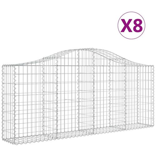  Lučne gabionske ko&amp;scaron;are 8 kom 200x30x80/100 cm pocinčano željezo Slike