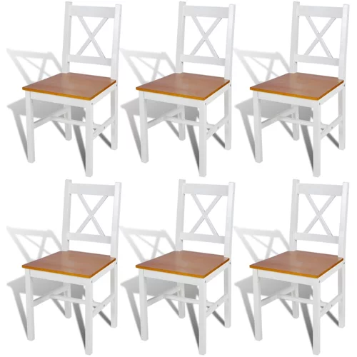  Blagovaonske stolice od borovine 6 kom bijele