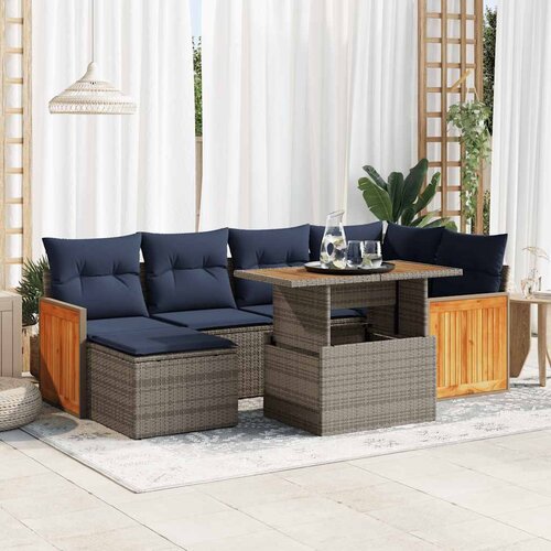 vidaXL 7-dijelni set vrtnih sofa od poliratana s jastucima crni bagrem Cijene