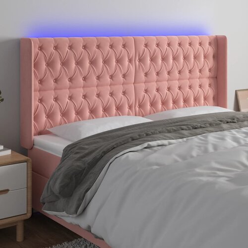 The Living Store led posteljno vzglavje roza 183x16x118/128 cm žamet - led vzglavje, (21495374) Slike