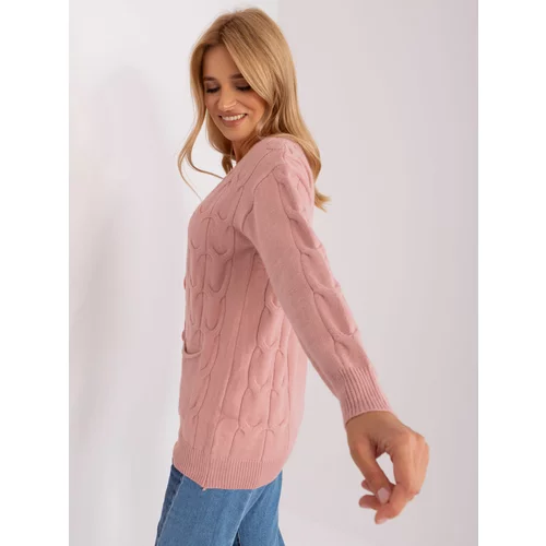 Fashion Hunters Light pink cardigan with cables
