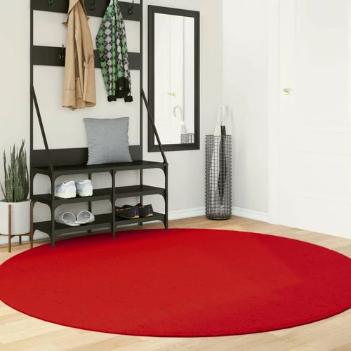 Tepih Preproga HUARTE kratka vlakna mehka in pralna rdeča Ø 200 cm