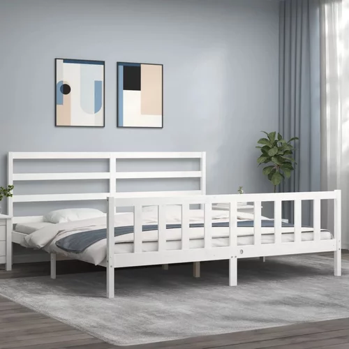  kreveta s uzglavljem bijeli 180 x 200 cm od masivnog drva