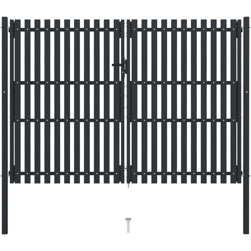 VidaXL Dvostruka vrata za ogradu od čelika 306 x 250 cm antracit Slike