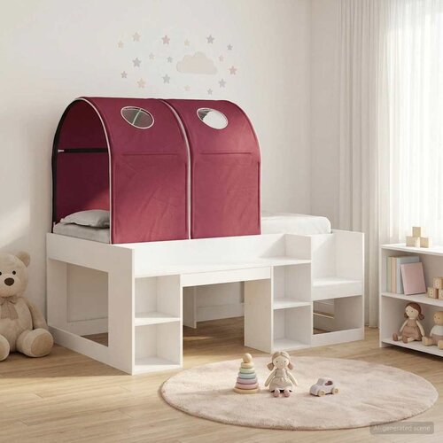 Krevet s Tunnels 4 pcs Bijela i crvena Konstruirano drvo Slike