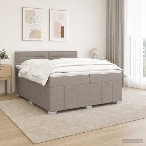  Boxspring krevet s madracem Sivosmeđa 200 x 200 cm Tkanina Slike