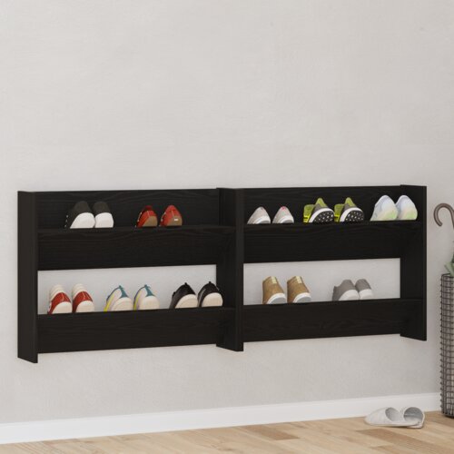 VidaXL Omare za čevlje na steni 2 pcs Črni hrast 60 x 18 x 60 cm Slike