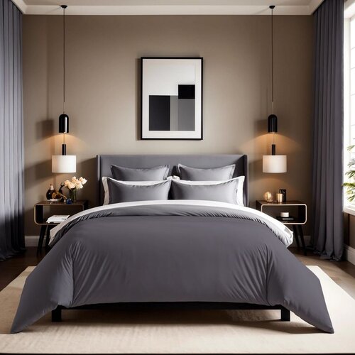  tonne grise - 70 dark grey ranforce king quilt cover (fr) (it) Cene