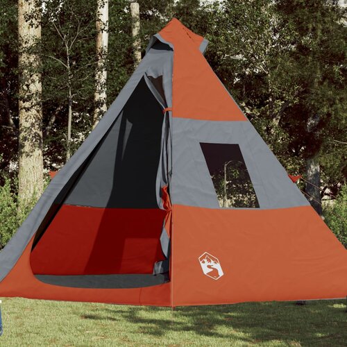 vidaXL Šator za 7 osoba sivo-narančasti 350x350x280 cm taft 185T Cijene