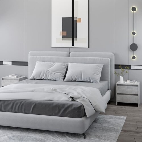 VidaXL Nočna omarica 2 kosa betonsko siva 45x34,5x44,5 cm iverna pl. Slike