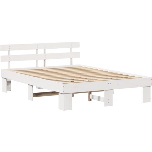 VidaXL Krevetni okvir s uzglavljem Beli 160x200 cm Puni bor Slike