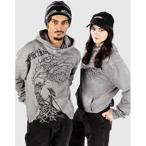 Affliction Creeper Pulover s kapuco grey wash Cene