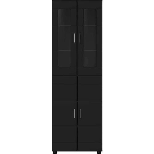  Kuhinjski ormarić s policom Crna 60 x 35 x 182 cm Konstruirano drvo Slike
