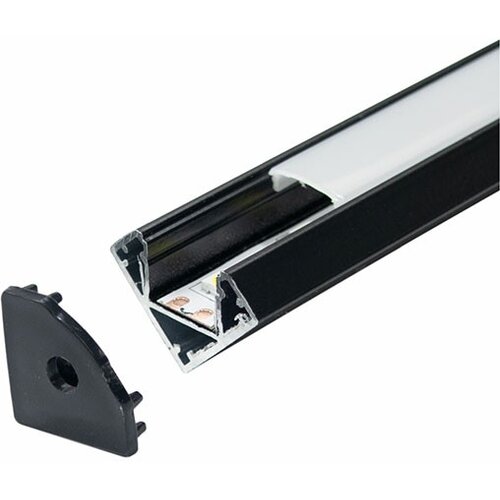 Mitea Lighting aluminijumski profil za led trake crni ugaoni 19x19x2000mm set sa difuzorom M602-C Cene