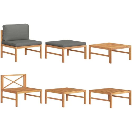  3-dijelna vrtna garnitura od tikovine s tamnosivim jastucima Cijene