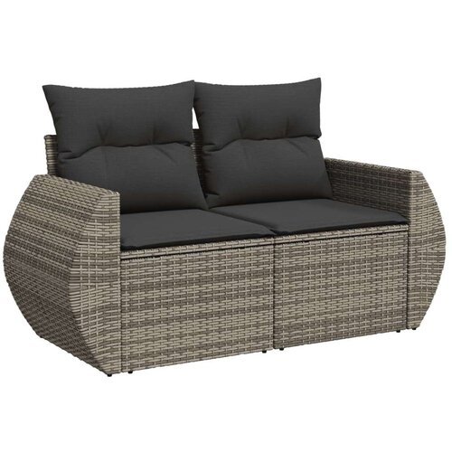 VidaXL 9-dijelni set vrtnih sofa od poliratana s jastucima sivi Slike