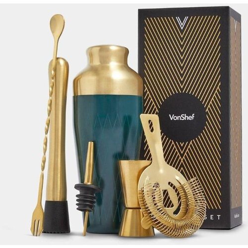 Vonshef Koktejl set Parisian Green &amp;amp; Gold Slike