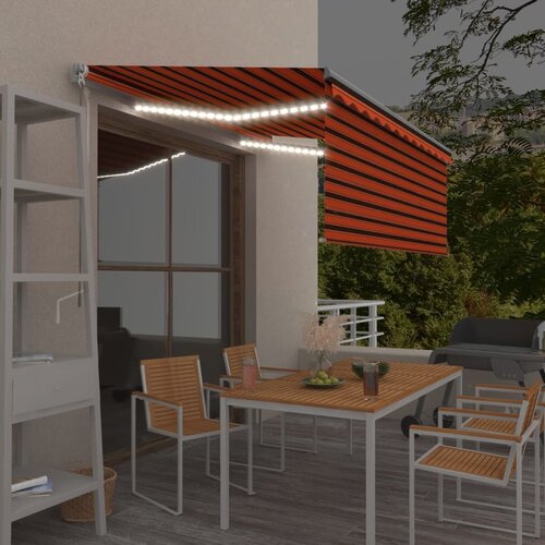vidaXL ročno zložljiva tenda s senčilom led 3,5x2,5 m oranžna in rjava Cene