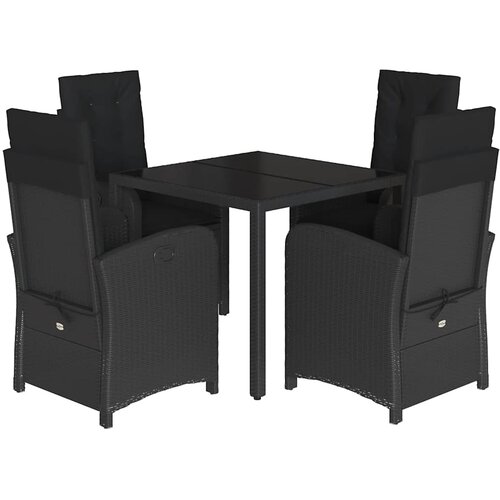  5-dijelni vrtni blagovaonski set s jastucima od poliratana crni Crna 90 cm table length Slike