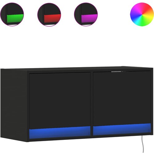 Maison Chic Stenska TV omarica - TV stojalo - Televizijska omarica z LED lučkami črna 80x31x38 cm, (21699688) Cene