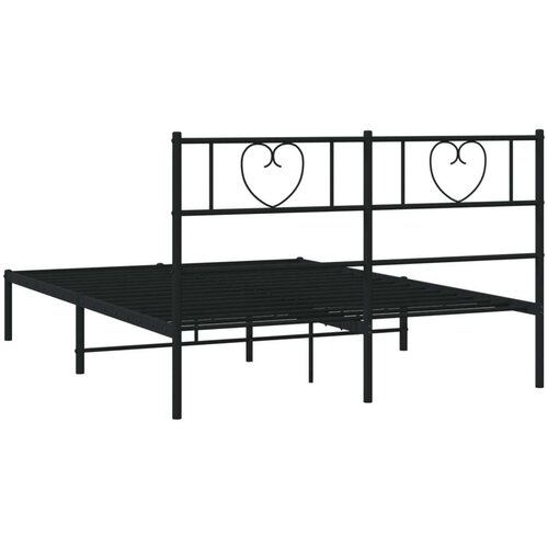 VidaXL Metalni okvir za krevet s uzglavljem crni 120x190 cm Slike