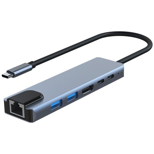 INF usb-c multiport adapter usb-a, usb-c, hdmi, RJ45 grey, (21248018) Cene