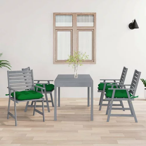  Zunanji jedilni stoli z blazinami 4 kosi trden akacijev les, (20662180)