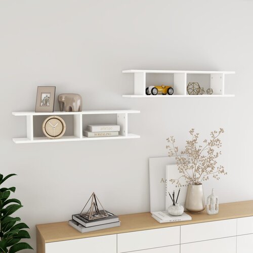 VidaXL Stenska polica 2 kosa bela 90x18x20 cm iverna plo&amp;scaron;ča, (20915555) Slike