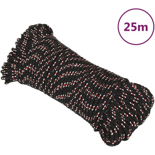 VidaXL Brodski konop crni 3 mm 25 m od polipropilena Slike