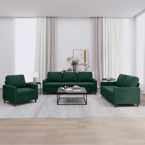  3-dijelni set sofa s jastucima tamnozeleni baršunasti Cene