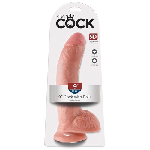 King Cock 9 - velika vakuumska čašica, testikularni dildo (23cm) - prirodan Cijene