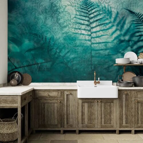  Foto tapeta - In a forest retreat - abstract composition with ferns and patterns 350x256 Cene
