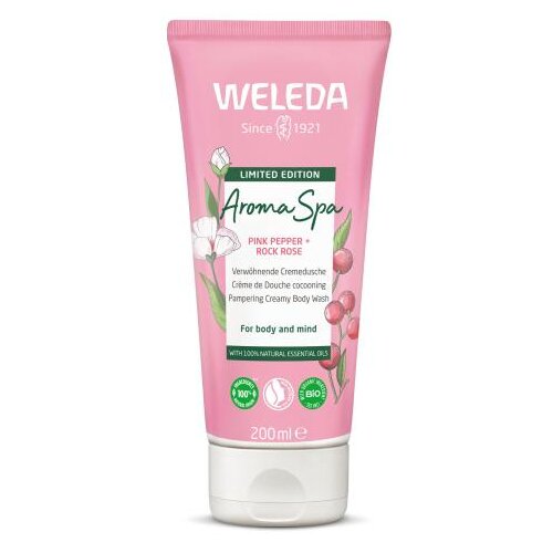 Weleda Aroma Spa Pink Pepper + Rock Rose Pampering Creamy Body Wash krema za tu&amp;scaron;iranje 200 ml za žene Slike
