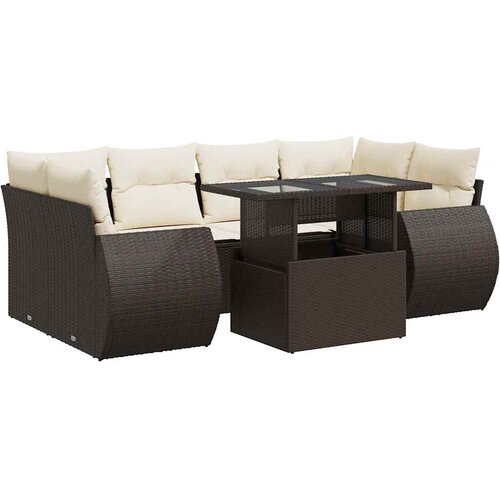 Maison Chic Seti vrtnega pohištva - Vrtna garnitura - Vrtni pohištvo set 7-delna z blazinami rjav poli ratan, (21803097) Cene