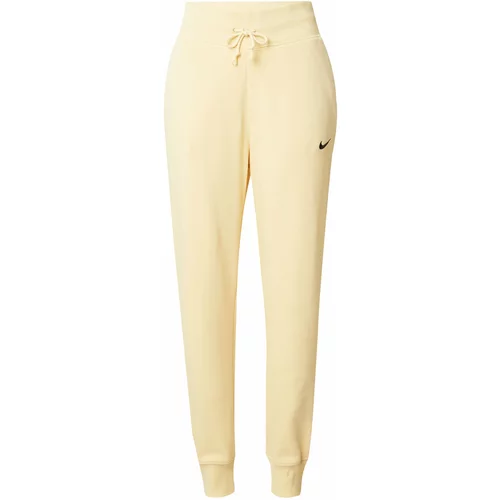 Nike Sportswear Hlače 'Phoenix Fleece' pastelno rumena / črna