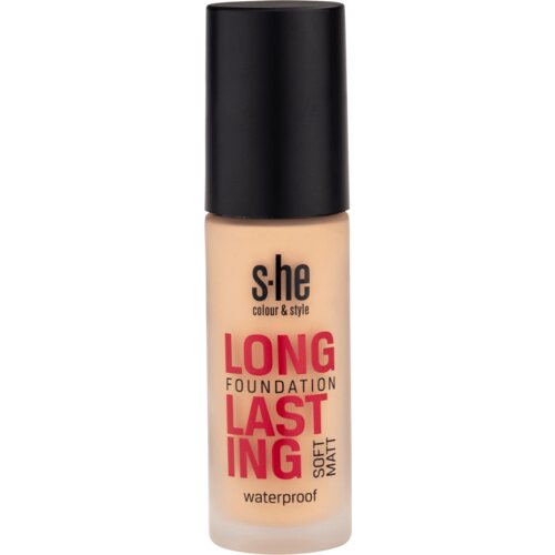 S-he colour&amp;amp;style long lasting soft matt tečni puder - 190/003 beige 1 kom Slike