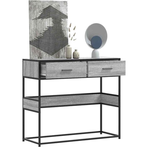 VidaXL Konzolni stol boja hrasta 90x35x80 cm konstruirano drvo Slike