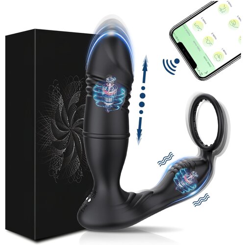  AlvUp - pametni masažnik prostate z vibracijami s penisnim obročem (črna) Slike