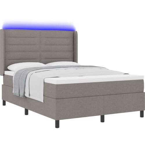 VidaXL Box Spring postelja z vzmetnico in LED Taupe 160x200 cm tkanina, (22050461) Slike